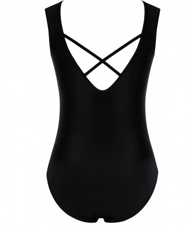 Racing 1 Piece Bathing Suits for Women Slimming Plus Size Sports Athletic Swimsuit - Violet Black - C718NUYX6Y9 $41.90