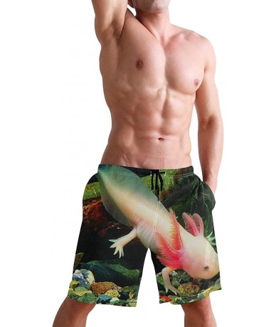 Board Shorts Mens Surfing Shorts Boxing Kangaroo Golden Swim Trunks Shorts - Axolotl Mexican Walking Fish - C718X7Z6LX3 $49.61