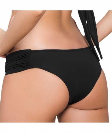 Tankinis 6851 Waistband Ruched Panty - Black - C812G3ITDW5 $31.35