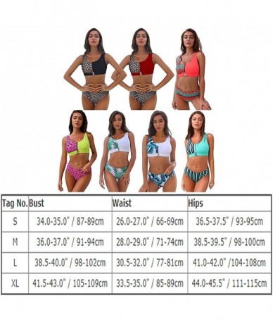 Sets Women Leopard High Waist Bikini Set Buckle Front Two Piece Swimsuit Bathing Suits Tank Top Push Up Swimwear Tankini - Li...