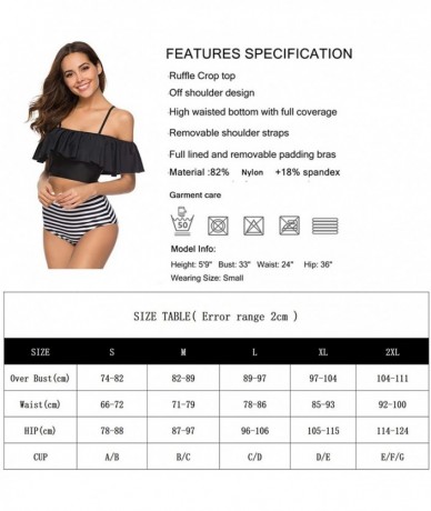 Sets Women Off The Shoulder Ruffle Swimsuit Two Piece Bathing Suits High Waisted Flounce Bikini Set - Striped - CO18Q8M7U03 $...