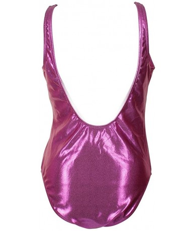 One-Pieces Juniors Metallic Graphic Cheeky One-Piece Swimsuit (L) - CL18MH66ZKS $19.51