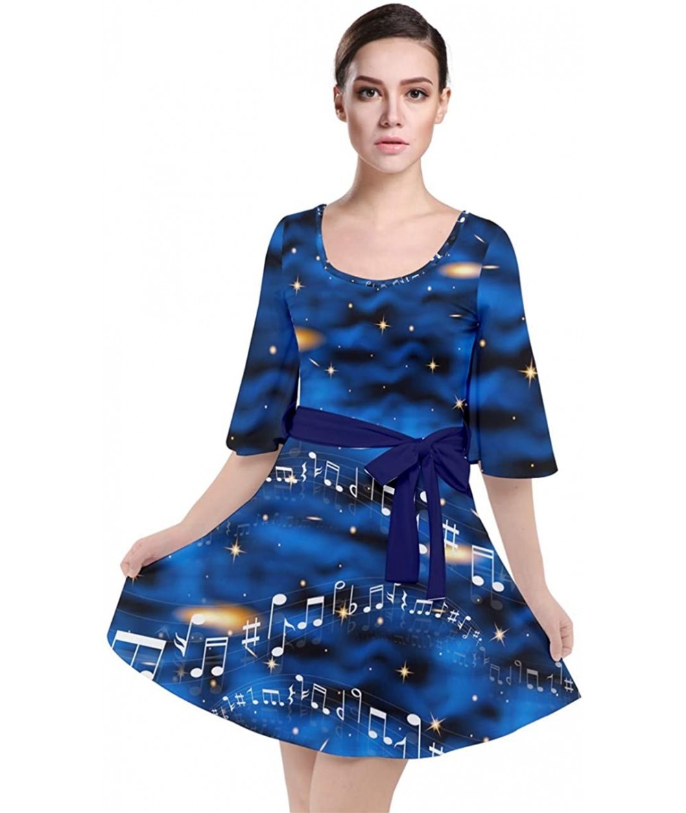 Cover-Ups Womens Space Rocket Planet Sun Moon Science Rick Morty Velour Kimono Dress- XS-3XL - Dark Blue - CM18AW3ISR5 $58.61