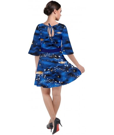 Cover-Ups Womens Space Rocket Planet Sun Moon Science Rick Morty Velour Kimono Dress- XS-3XL - Dark Blue - CM18AW3ISR5 $58.61