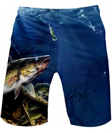 Board Shorts Men's 3D Printed Funny Swim Trunks Quick Dry Beachwear Sports Running Shorts - L Dark Blue - CG1972C7N4Z $29.46