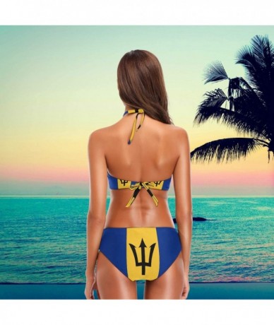 Sets Women's Chic Summer Hot 2 Piece Halter Neack High Waist Padded Sexy Swimsuit - Barbados Flag - C718H57S2M8 $47.74