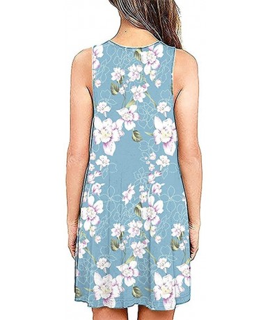 Cover-Ups Women Summer Casual Sleeveless Floral Printed Swing T-Shirts Dress Sundress with Pockets - (V)pat4 - CZ18RCODQGH $3...