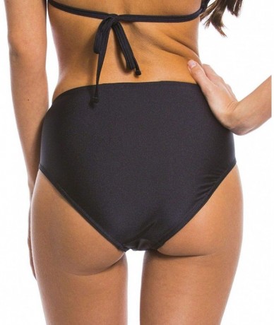 Bottoms Women's Black High Waisted Bikini Brief - Black - CC190WTENZS $28.68