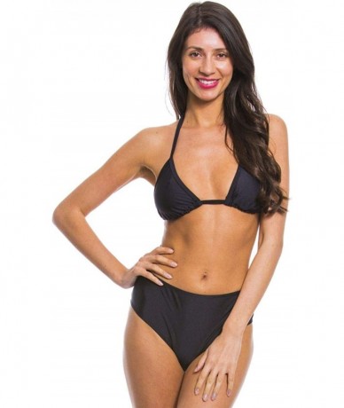 Bottoms Women's Black High Waisted Bikini Brief - Black - CC190WTENZS $28.68