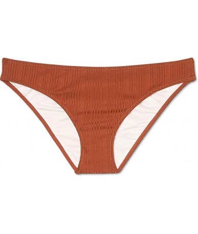 Bottoms Women's Beach Hipster Shiny Ribbed Bikini Bottom- Cinnamon Spice- Medium - C519CUGL3ZM $28.40