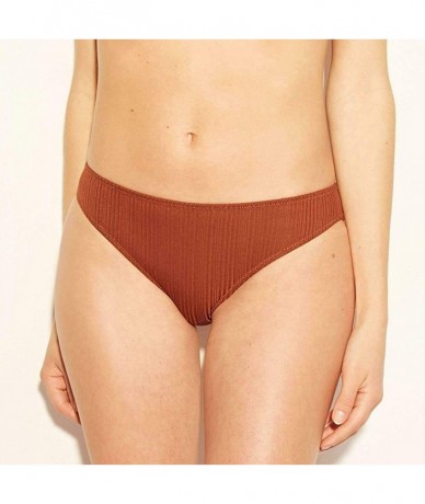 Bottoms Women's Beach Hipster Shiny Ribbed Bikini Bottom- Cinnamon Spice- Medium - C519CUGL3ZM $28.40