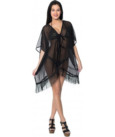 Cover-Ups Women's Plus Size Beach Dress Kaftan Sun Dresses for Women Printed A - Black_n872 - CG12BXO5ET5 $41.57