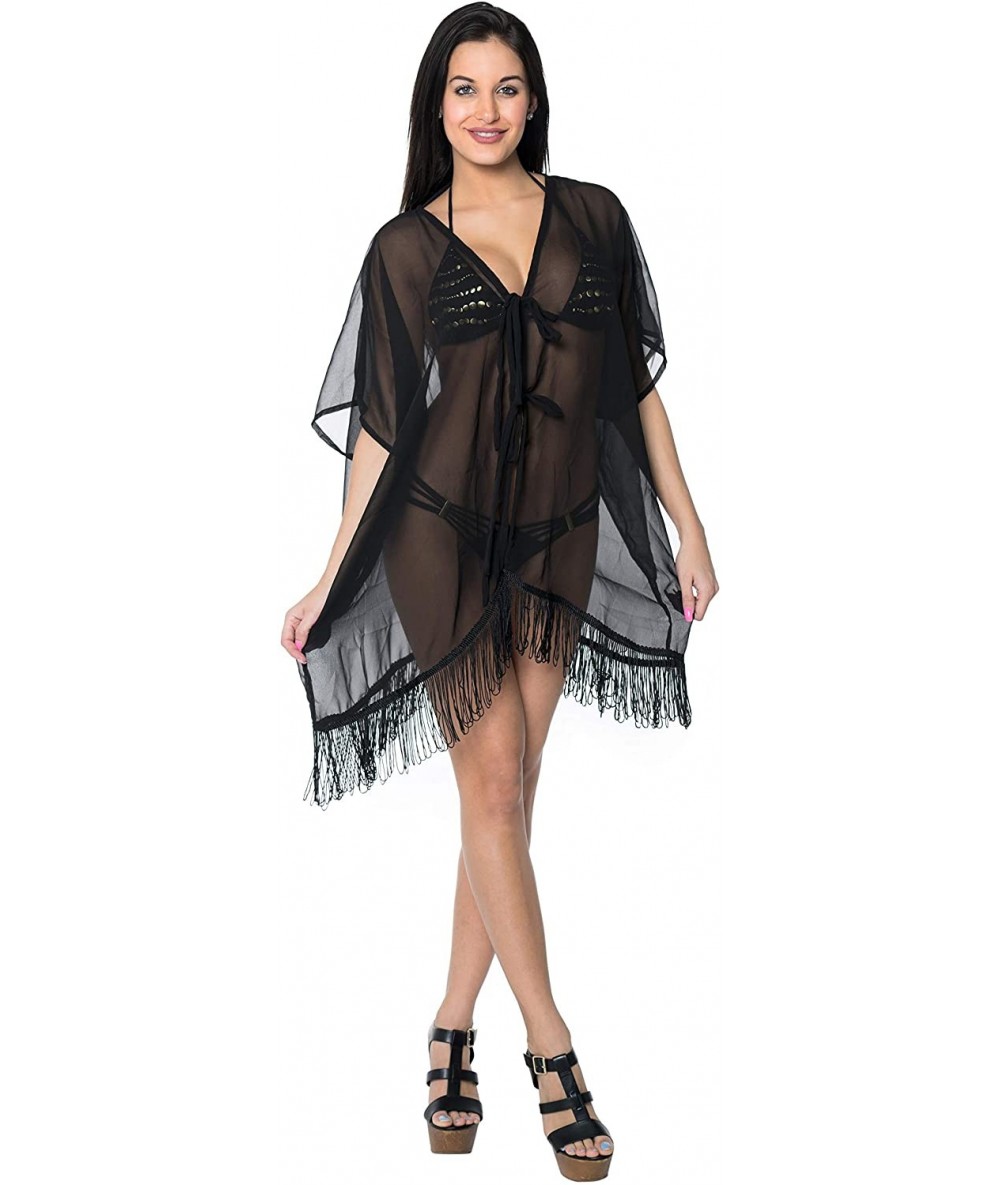 Cover-Ups Women's Plus Size Beach Dress Kaftan Sun Dresses for Women Printed A - Black_n872 - CG12BXO5ET5 $41.57