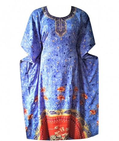 Cover-Ups Casual Kaftan Dresses for Women African Long Beach wear moomoo Plus Size Boho Caftan Lounger Cover ups D Blue White...