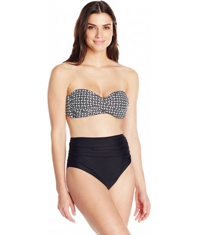 Bottoms Women's Swimwear High Waist Bikini Bottom - Ebony Shirred - CI12NTOC8TQ $22.65