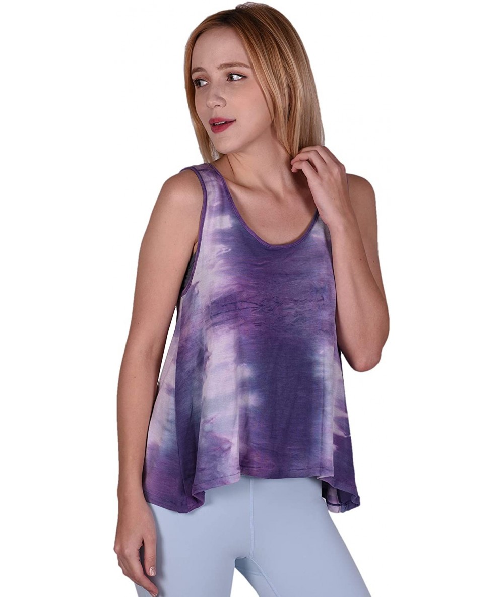 Rash Guards Women Plus Size UPF 50+ Tankini Top Swim Rash Guard - Purple_b - CS180ATG05W $33.09