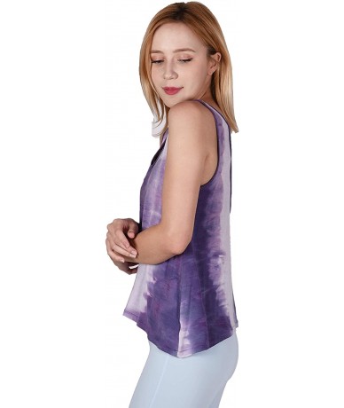 Rash Guards Women Plus Size UPF 50+ Tankini Top Swim Rash Guard - Purple_b - CS180ATG05W $33.09