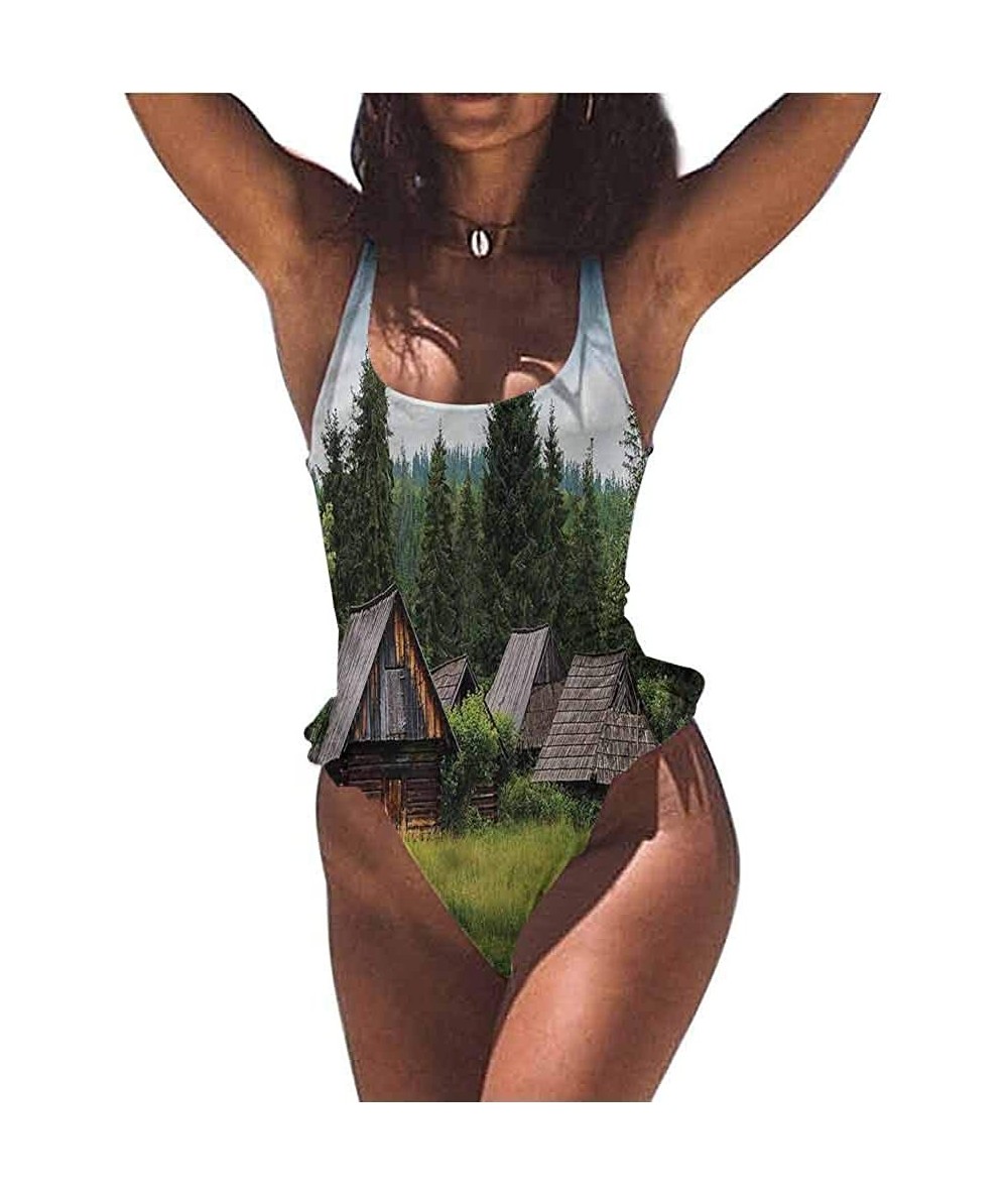 Bottoms Women Beachwear Scenery- Fall Forest with Leaves Adjustable to Fit Anyone - Multi 10-one-piece Swimsuit - C919E7K0ELA...