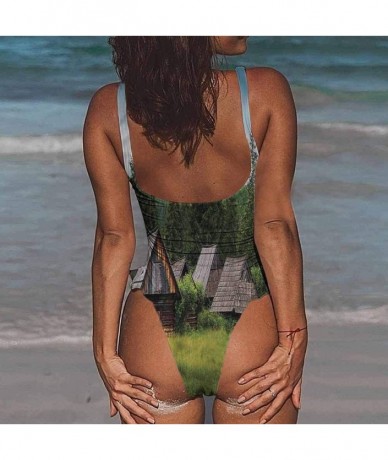 Bottoms Women Beachwear Scenery- Fall Forest with Leaves Adjustable to Fit Anyone - Multi 10-one-piece Swimsuit - C919E7K0ELA...