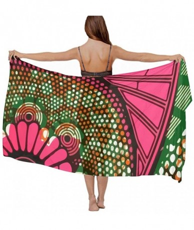 Cover-Ups Women Fashion Shawl Wrap Summer Vacation Beach Towels Swimsuit Cover Up - African Art Flower Dots - C2190HIUKZX $44.96