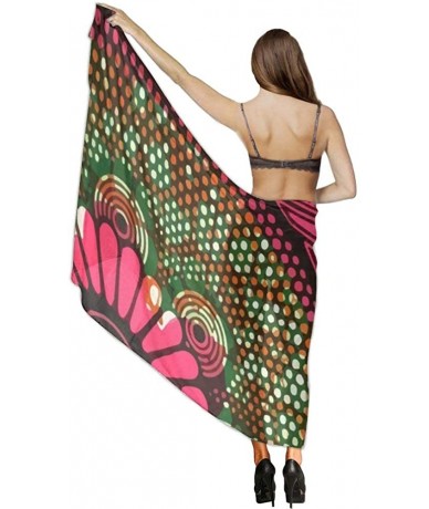 Cover-Ups Women Fashion Shawl Wrap Summer Vacation Beach Towels Swimsuit Cover Up - African Art Flower Dots - C2190HIUKZX $44.96