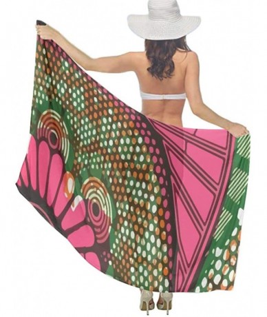 Cover-Ups Women Fashion Shawl Wrap Summer Vacation Beach Towels Swimsuit Cover Up - African Art Flower Dots - C2190HIUKZX $44.96