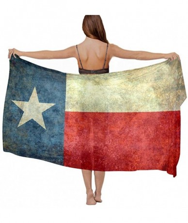 Cover-Ups Women Chiffon Scarf Summer Beach Wrap Skirt Swimwear Bikini Cover-up - Vintage Texas Flag - CZ190HHXUU0 $43.38