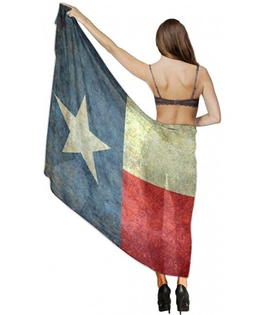 Cover-Ups Women Chiffon Scarf Summer Beach Wrap Skirt Swimwear Bikini Cover-up - Vintage Texas Flag - CZ190HHXUU0 $43.38