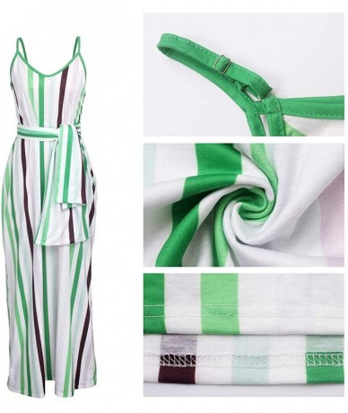 Cover-Ups Women's Tie Dye Sundress Baggy Fit Striped Sexy Spaghetti Straps Casual Boho Maxi Dress with Pockets - C-green - CN...