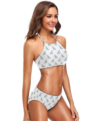 Sets Bikini Bathing Suit Womens 2 Piece Halter Neack High Waist Padded Sexy Swimsuit - Color19 - C2196YSH40C $46.86