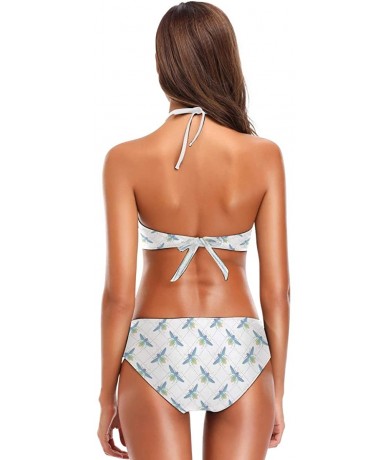 Sets Bikini Bathing Suit Womens 2 Piece Halter Neack High Waist Padded Sexy Swimsuit - Color19 - C2196YSH40C $46.86