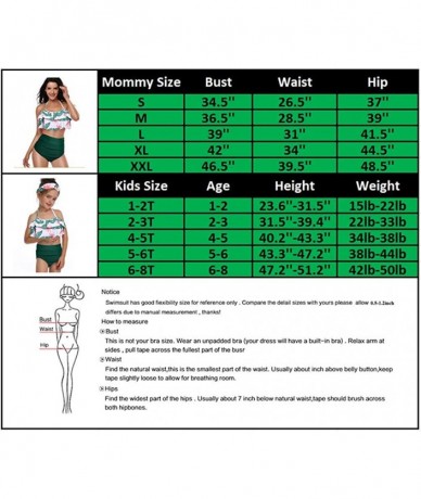 One-Pieces Mother and Daughter Swimwear Family Matching Swimsuit Girls Swimwear Mommy and Me Bathing Suits - Leaves+green - C...