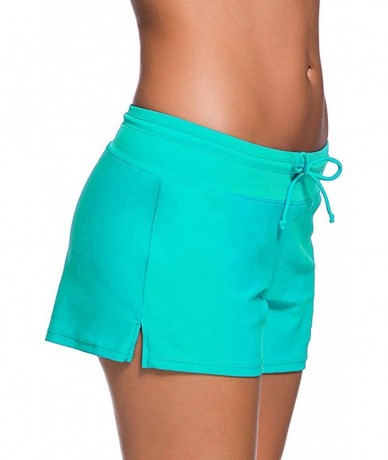 Racing Summer Fashion Womens Swimsuits Board Shorts Waistband Tankini Bottom - Mint - CP18QACOYRC $47.84