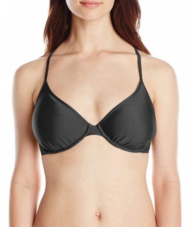 Sets Women's Smoothies Solo Solid Underwire D- Dd- E- F Cup Bikini Top Swimsuit - Black - CS11G7F0455 $79.52