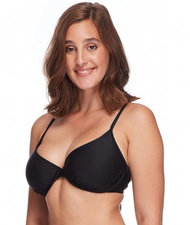 Sets Women's Smoothies Solo Solid Underwire D- Dd- E- F Cup Bikini Top Swimsuit - Black - CS11G7F0455 $79.52