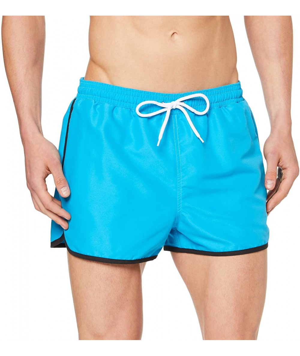 Trunks Men's Bermuda Length Swim Shorts - Bright Blue - CV18LGH4UU0 $26.90