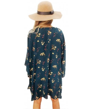 Cover-Ups Boho Cardigans Chiffon Kimono for Women Beach Cover Up Loose Shawl Tops - Green 06 - C41967W5NE6 $24.29