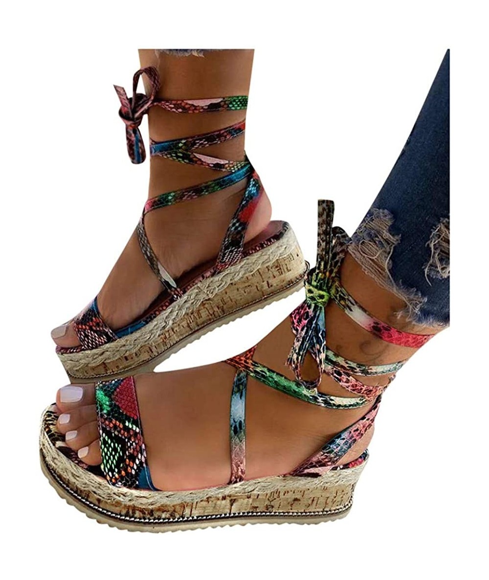 Cover-Ups Womens Espadrilles Sandals Wedge-Women's Platform Sandals Espadrille Wedge Ankle Strap Studded Open-Toe Sandals - Z...