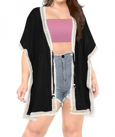 Cover-Ups Women's Plus Size Loose Kimono Cardigan Beachwear Swimsuit Swimwear Robe Bikini Cover ups - Black_j194 - CJ11PR34J3...