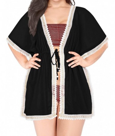 Cover-Ups Women's Plus Size Loose Kimono Cardigan Beachwear Swimsuit Swimwear Robe Bikini Cover ups - Black_j194 - CJ11PR34J3...