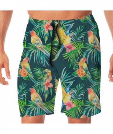 Board Shorts Yellow Rubber Duck Bathing Suit Swim Trunks Quick Dry Beach Shorts for Beach - Parrot on the Leaf - CG19C5TMNGL ...