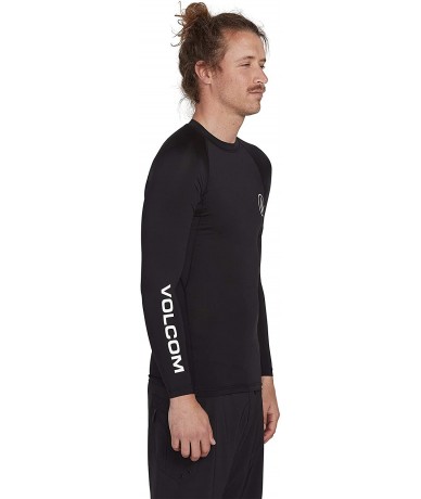 Rash Guards Men's Lido Solid Long Sleeve Rashguard - Black - C918WR64YQX $65.53