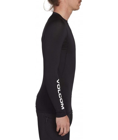 Rash Guards Men's Lido Solid Long Sleeve Rashguard - Black - C918WR64YQX $65.53