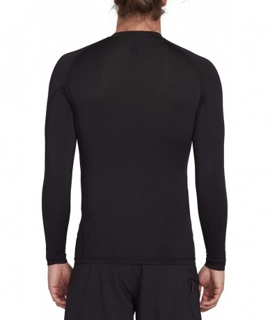 Rash Guards Men's Lido Solid Long Sleeve Rashguard - Black - C918WR64YQX $65.53