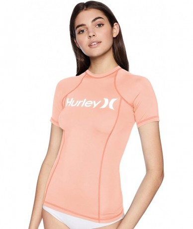 Rash Guards Women's One & Only SS Rash Guard - Pink Tint - C518LDT5EUI $48.77