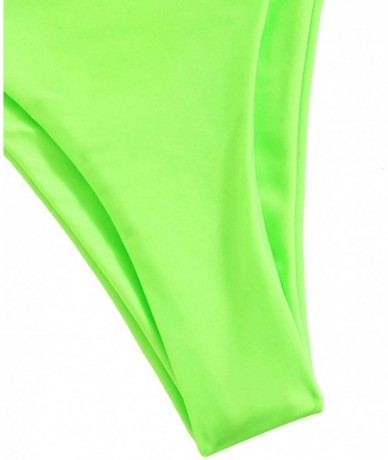 Sets Women's Sexy Bathing Suits Square Neck Padded Thong Bikini Set Swimsuit - Green - C018RZUXRRW $40.25