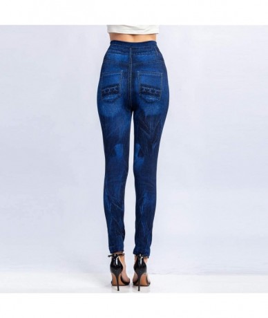 Tops 2020 Fashion Leggings for Women High Waist Print Jeggings Womens Juniors Classic Imitate Denim Skinny Jeans Blue 1 - CZ1...