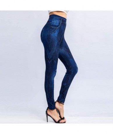 Tops 2020 Fashion Leggings for Women High Waist Print Jeggings Womens Juniors Classic Imitate Denim Skinny Jeans Blue 1 - CZ1...