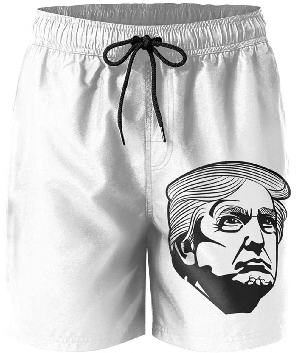 Board Shorts Trump-2020-American-flag-star- Man Swim Shorts Beach Swim Trunks - White-17 - CJ18U9GNE9M $44.45