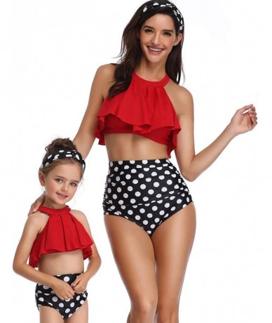 Sets Mother Girl Swimwear Bikini Sets Two Piece Family Matching Swimsuit - Red-women's - CS18N8T903L $43.67